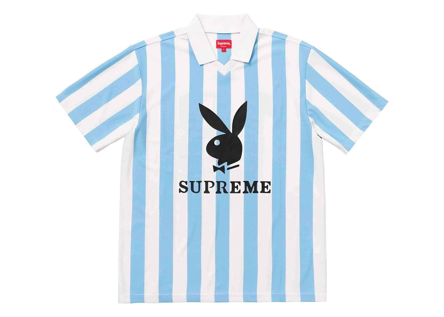 SUPREME PLAYBOY SOCCER JERSEY | WHITE/SKY BLUE